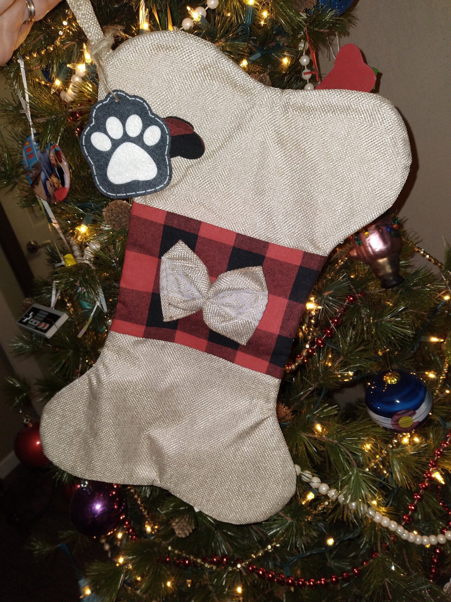 Holiday Stocking for pets | Paw Stocking | Custom Embroidery | New dog gift | Puppy | Family Dog | Puppy Stocking | Dog Christmas | Love