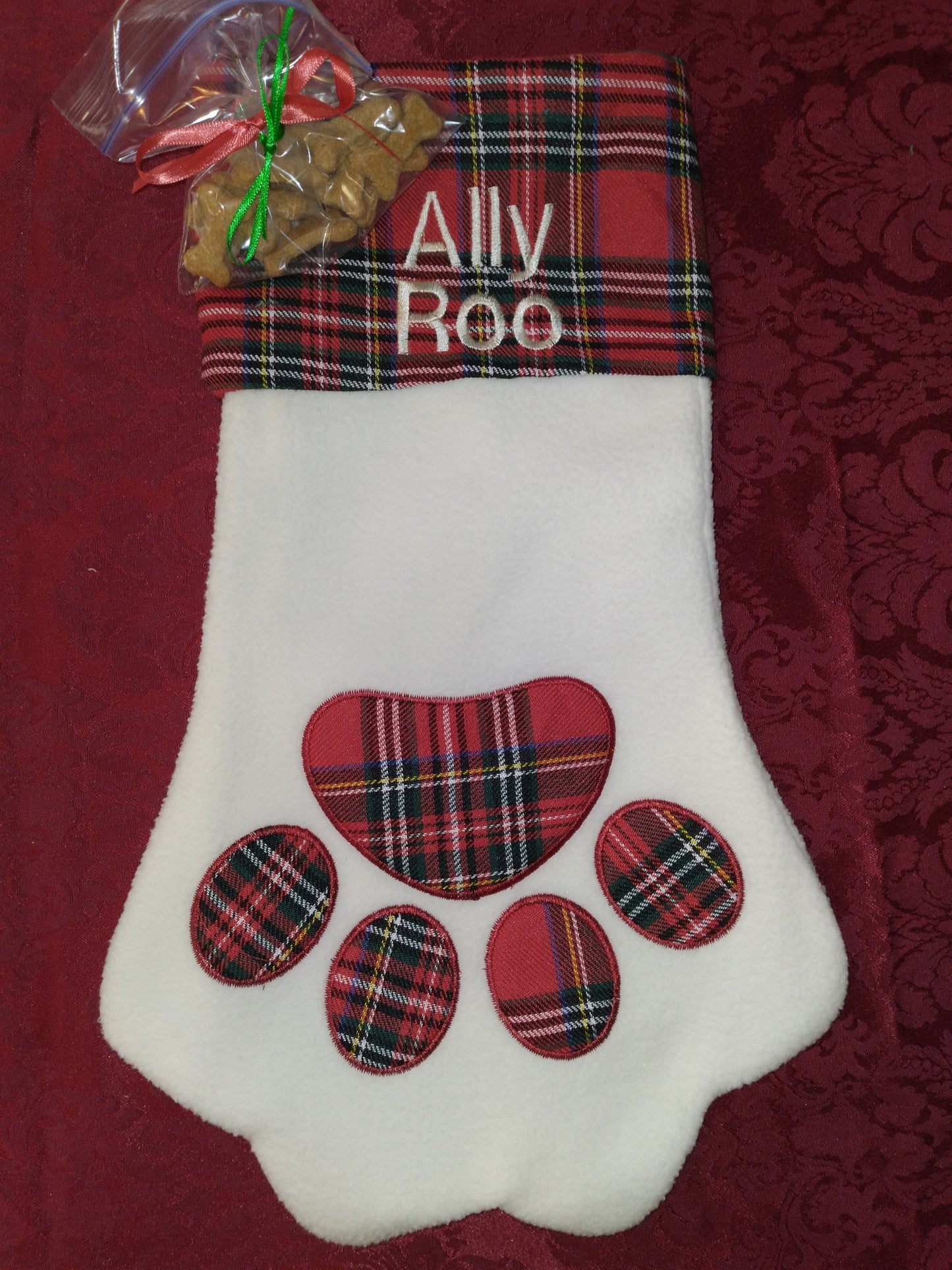 Holiday Stocking | Paw Stocking | Custom Embroidery | New dog gift | Puppy | Family Dog | Puppy Stocking | Dog Christmas | Love