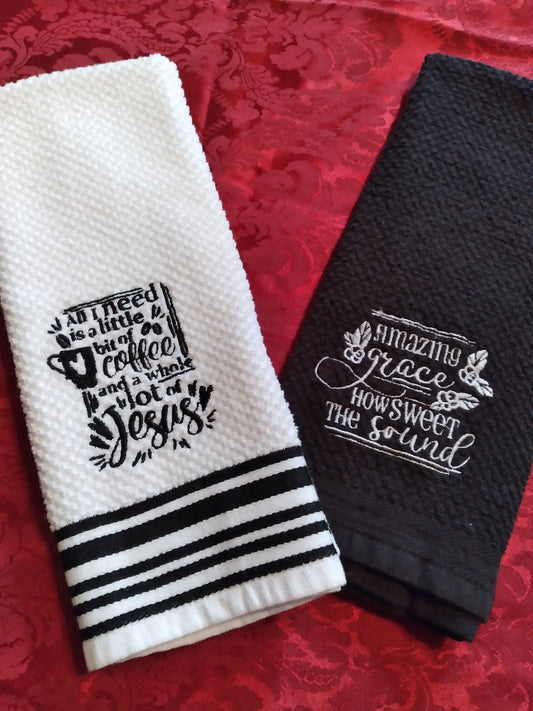 Embroidered Kitchen towels | Faith | Spiritual | Kitchen Decoration | Housewarming Gift | Gift for her | Gift for mom | Wedding Shower gift