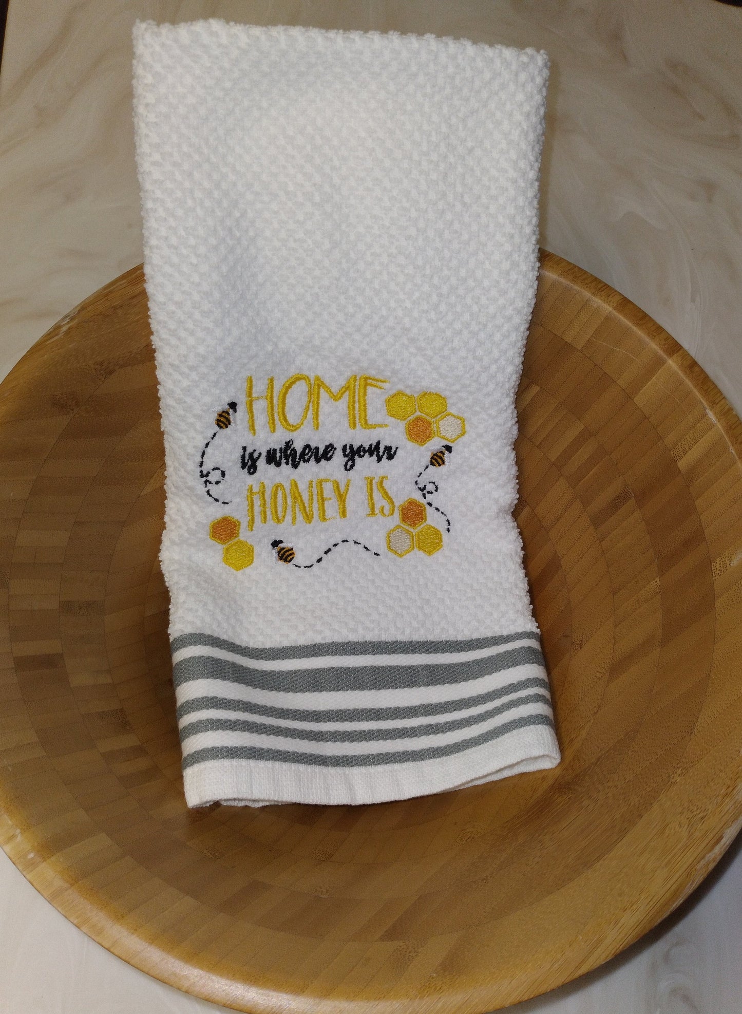 Honey Bee Kitchen Towel | Custom Embroidery Bee lover | Gift for Bee Lover | Honey | Housewarming | Gift for her | Bridal Shower | Honey Bee