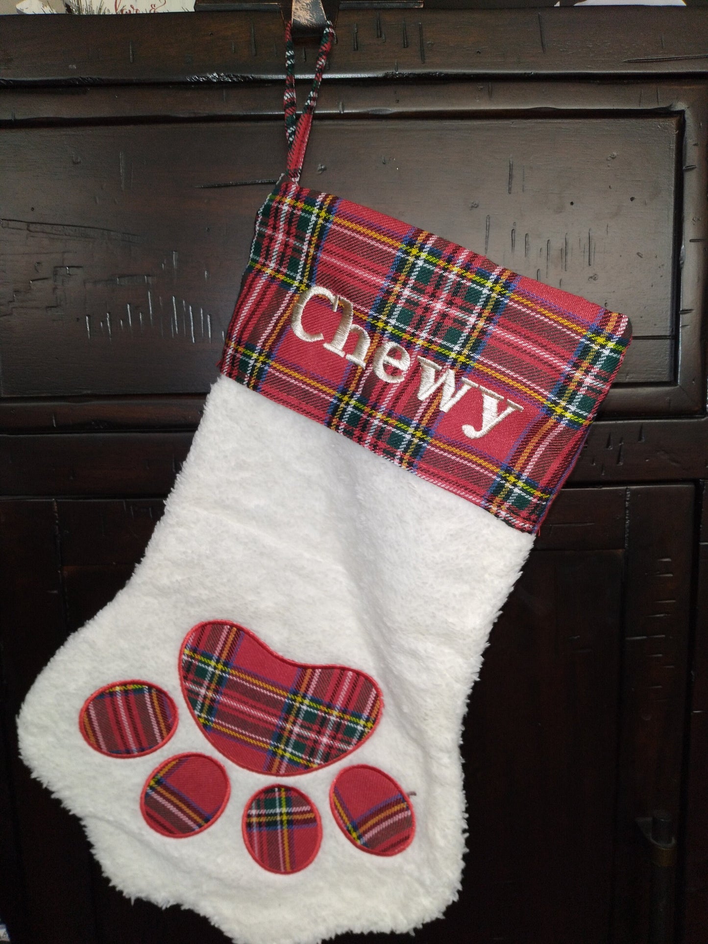 Holiday Stocking | Paw Stocking | Custom Embroidery | New dog gift | Puppy | Family Dog | Puppy Stocking | Dog Christmas | Love