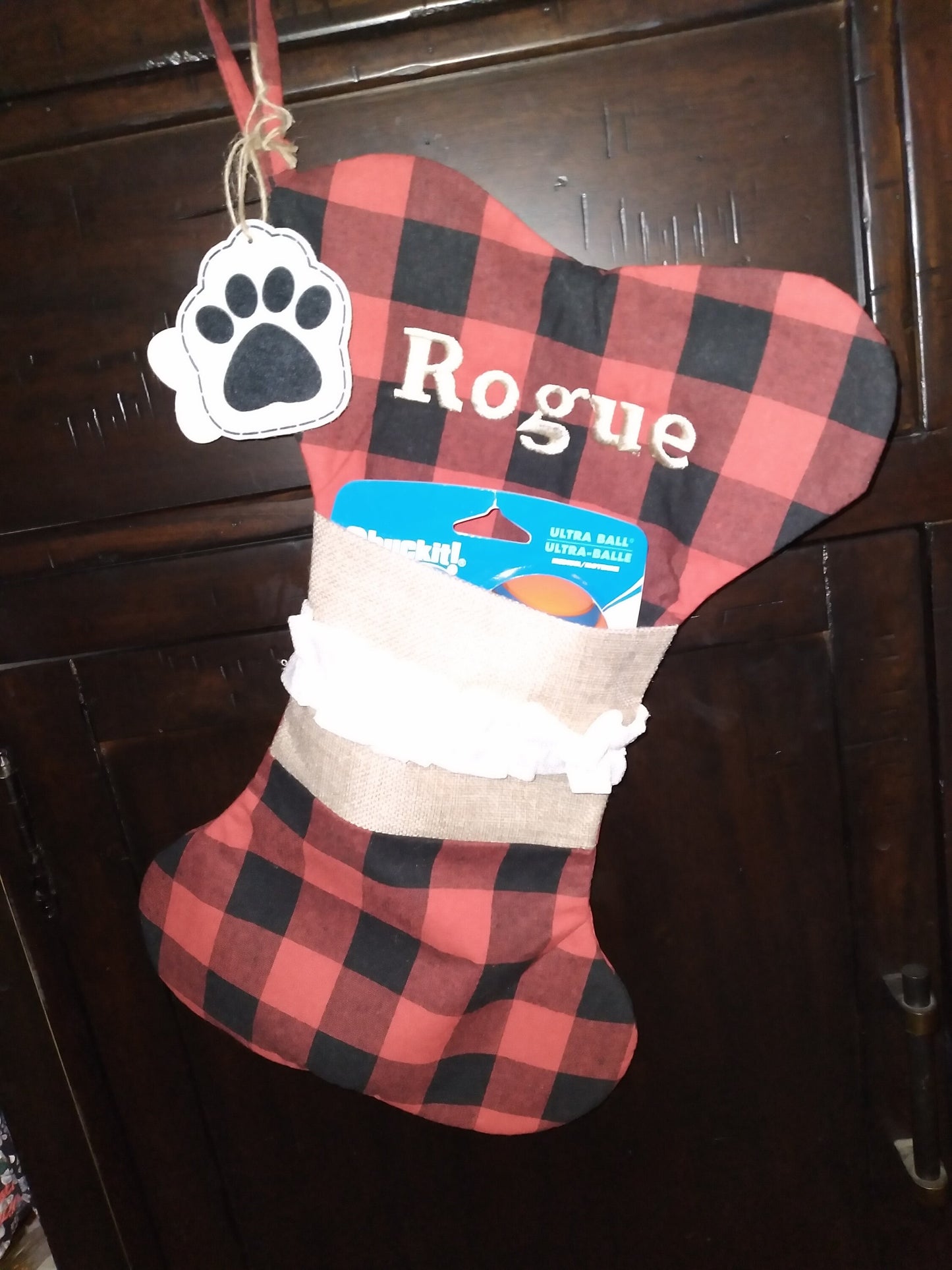 Holiday Stocking for pets | Paw Stocking | Custom Embroidery | New dog gift | Puppy | Family Dog | Puppy Stocking | Dog Christmas | Love