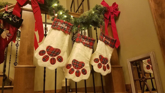 Holiday Stocking | Paw Stocking | Custom Embroidery | New dog gift | Puppy | Family Dog | Puppy Stocking | Dog Christmas | Love