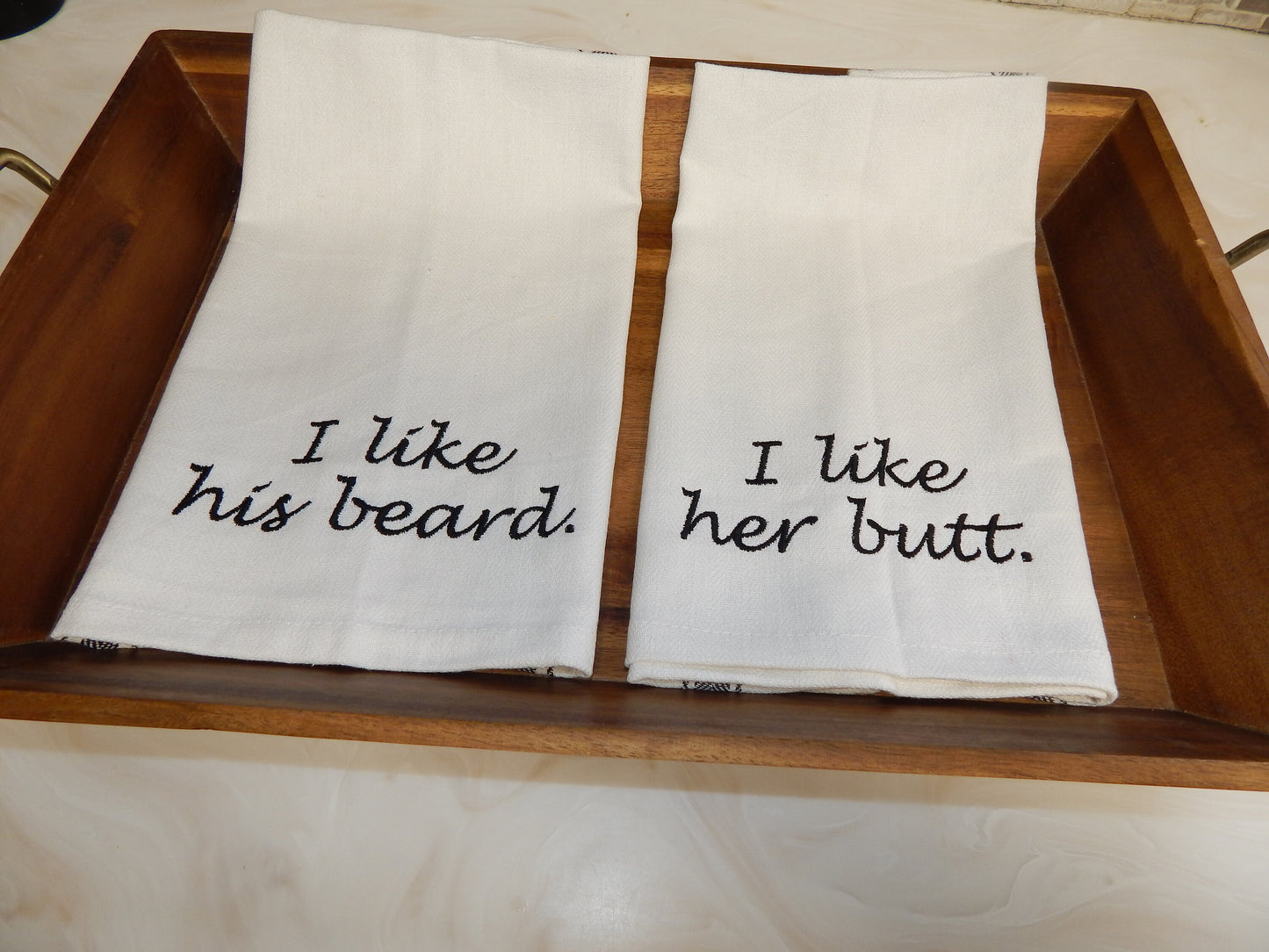 I like his beard I like her butt | I like his beard | I like her butt | Towel Set | Embroidered Towel Gift | Wedding Shower | Funny Gift Set