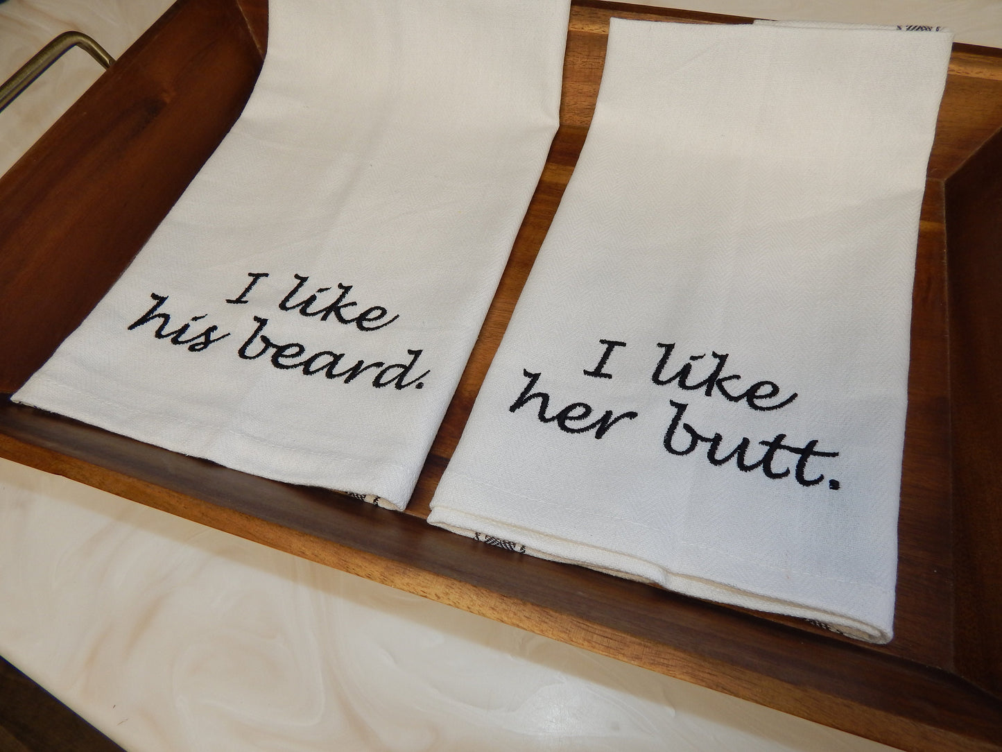 I like his beard I like her butt | I like his beard | I like her butt | Towel Set | Embroidered Towel Gift | Wedding Shower | Funny Gift Set