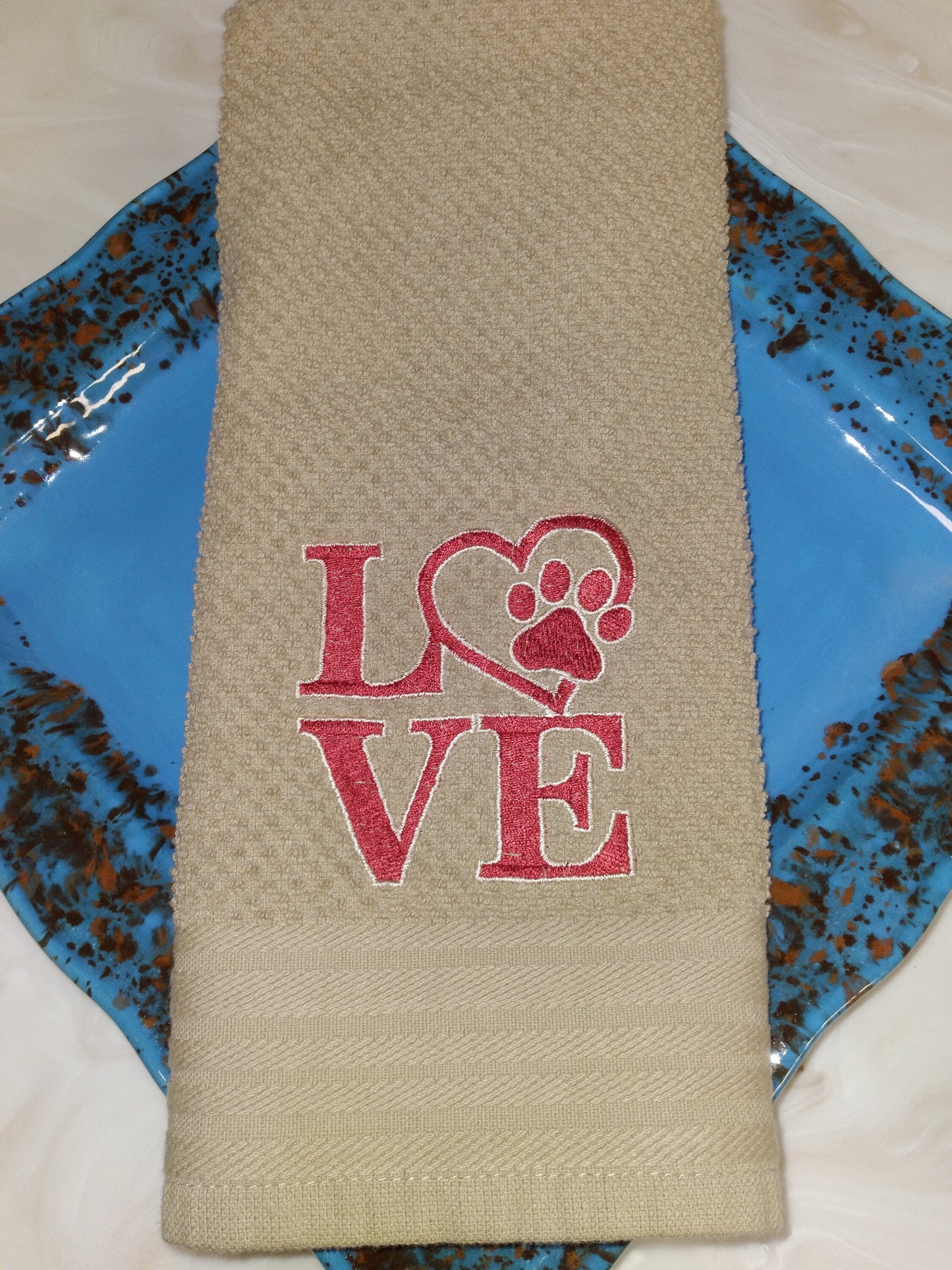 Custom Embroidered Kitchen Towel | Dog lover | Cat Lover | Dog Lover Gift | Cat Lover Gift | Pet Lover Gift | Rescue pet | Embroidery