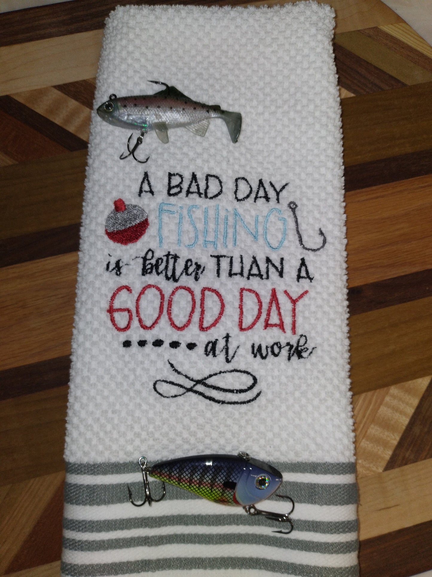 Custom fishing towel | Bad Day Fishing Better than a good day at work |  Fishing gift | tackle box | Fisherman gift | Outdoor | Ice Fishing
