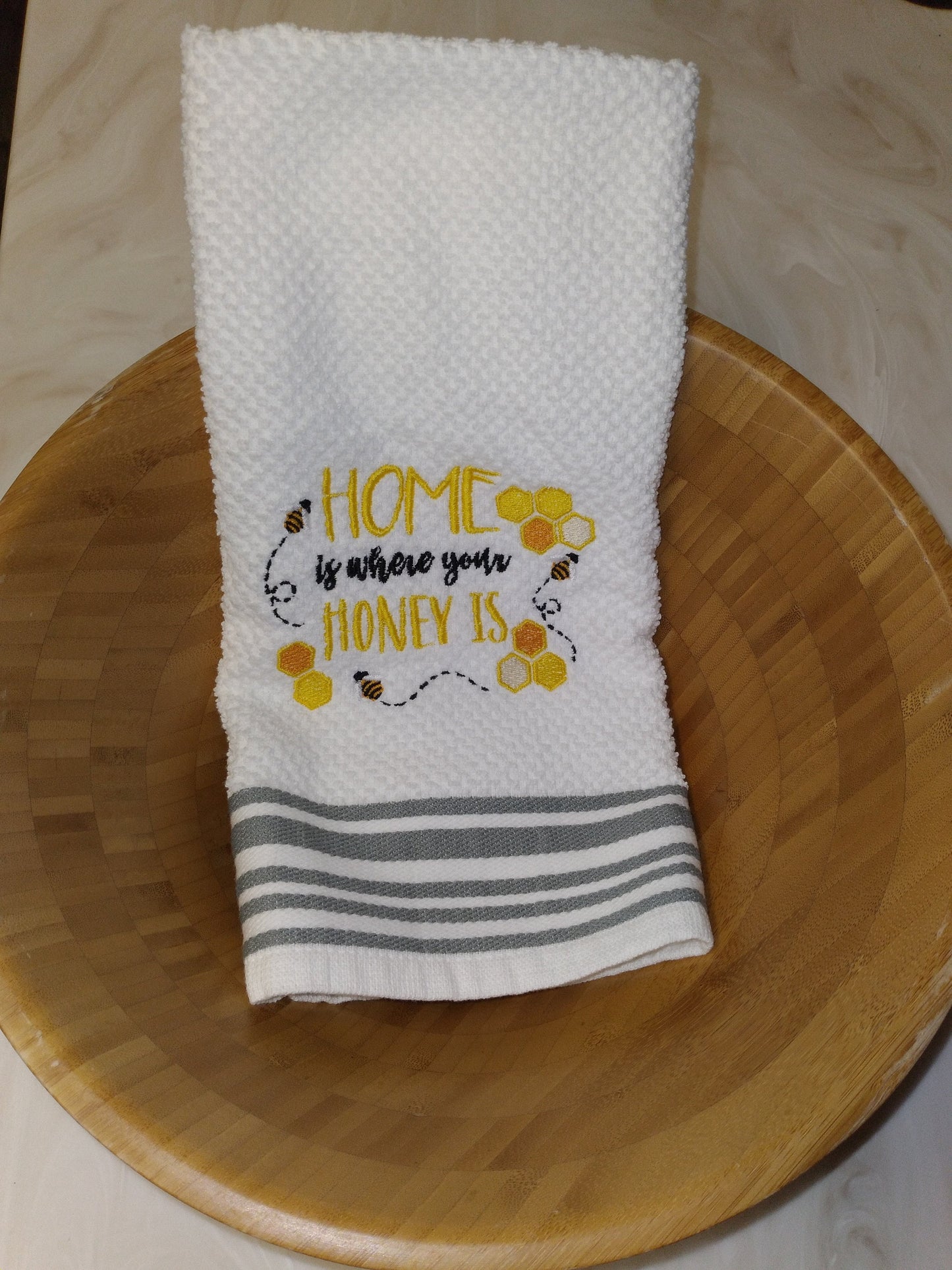 Honey Bee Kitchen Towel | Custom Embroidery Bee lover | Gift for Bee Lover | Honey | Housewarming | Gift for her | Bridal Shower | Honey Bee