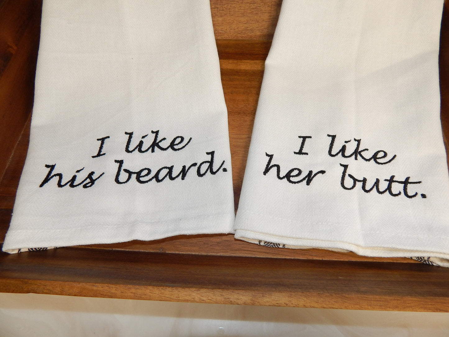 I like his beard I like her butt | I like his beard | I like her butt | Towel Set | Embroidered Towel Gift | Wedding Shower | Funny Gift Set