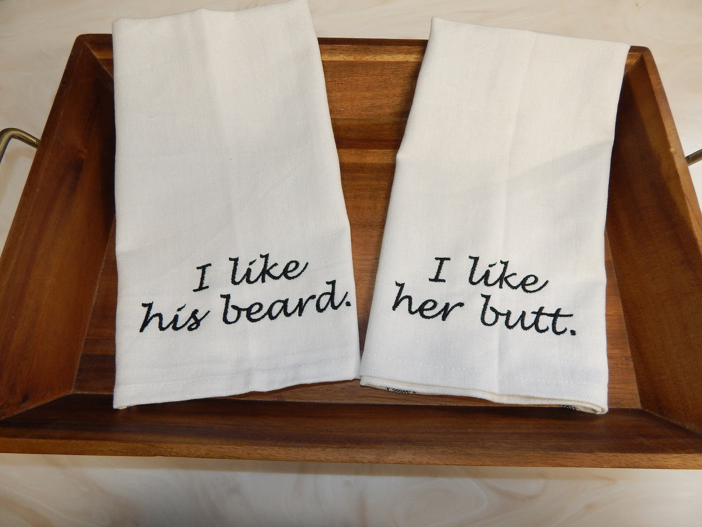 I like his beard I like her butt | I like his beard | I like her butt | Towel Set | Embroidered Towel Gift | Wedding Shower | Funny Gift Set