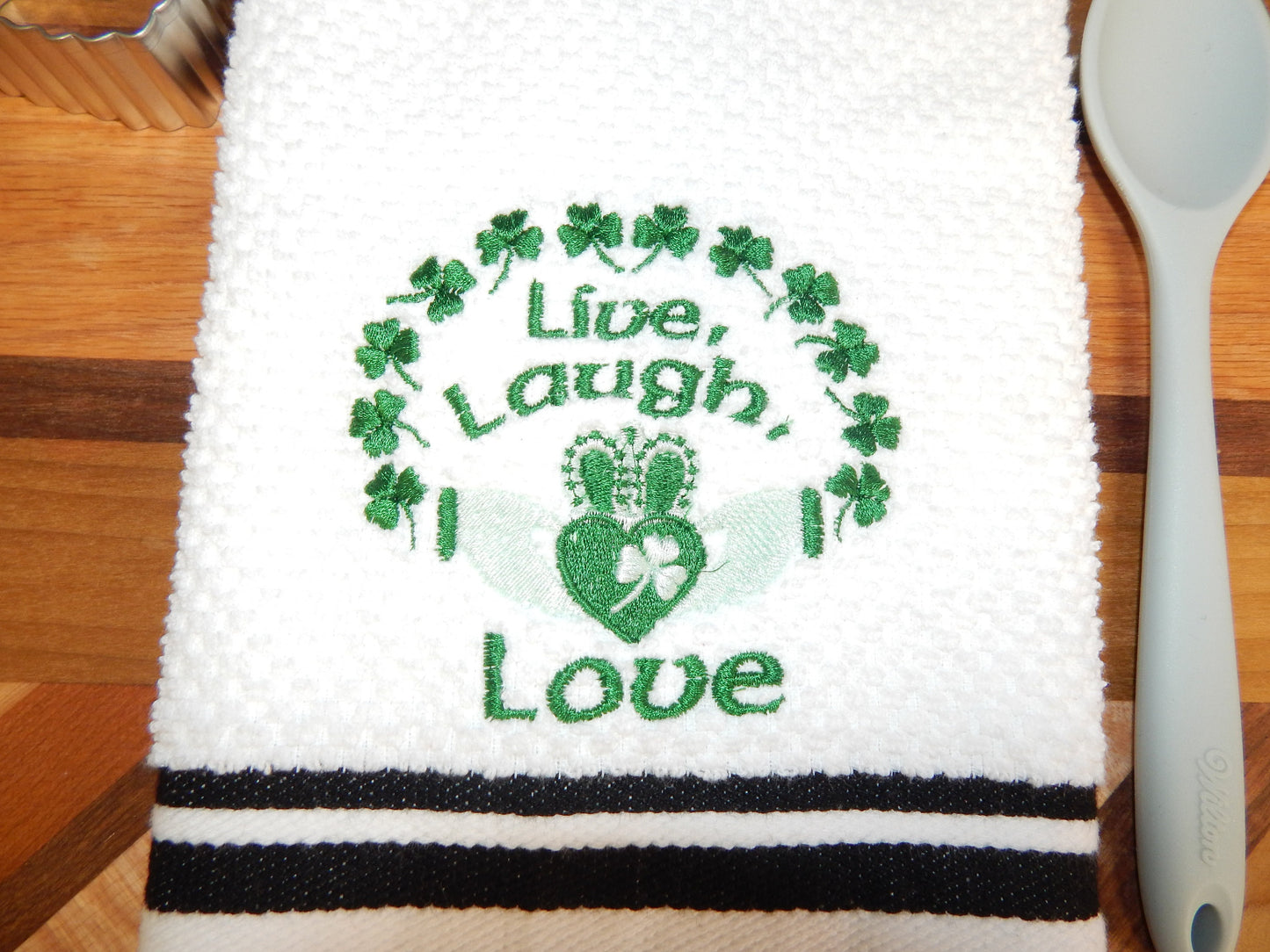 Embroidered Irish Claddagh Towel | St. Patrick's Day Decor | Custom Embroidery | Irish Wedding Gift | Wedding Shower Gift | Irish Kitchen