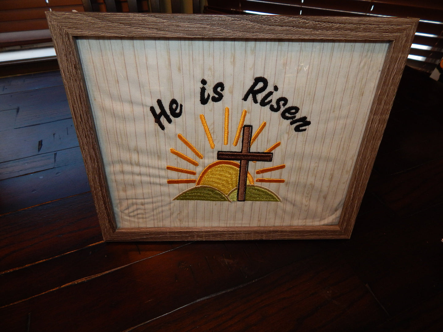 Easter Decoration Embroidery | He is Risen | Unique Religious Decoration | Easter Embroidered Decoration | Cross Religious Decoration | Gift