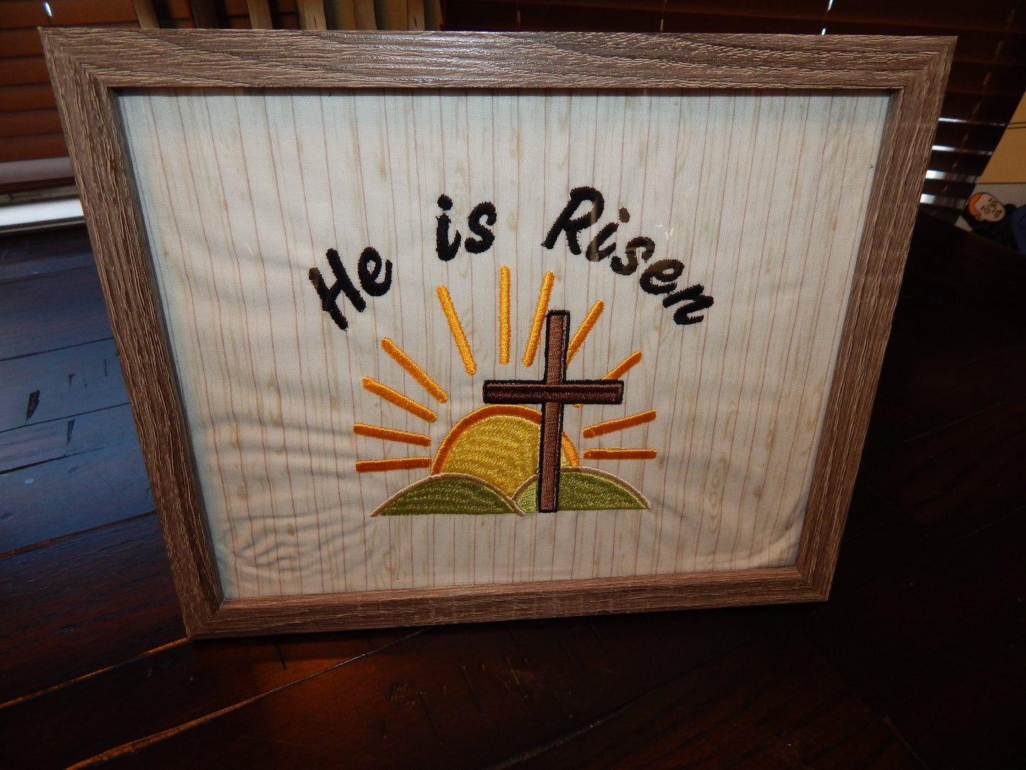 Easter Decoration Embroidery | He is Risen | Unique Religious Decoration | Easter Embroidered Decoration | Cross Religious Decoration | Gift