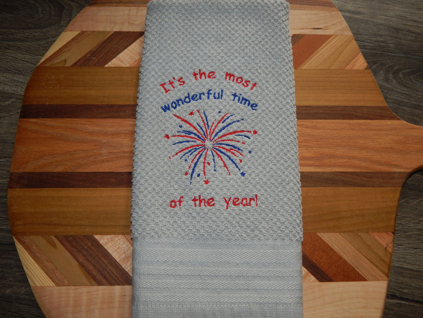 4th of July Towel | Embroidered Holiday Towel | Merica | God Bless America | American Flag Decoration | Red White and Blue | Fourth of July