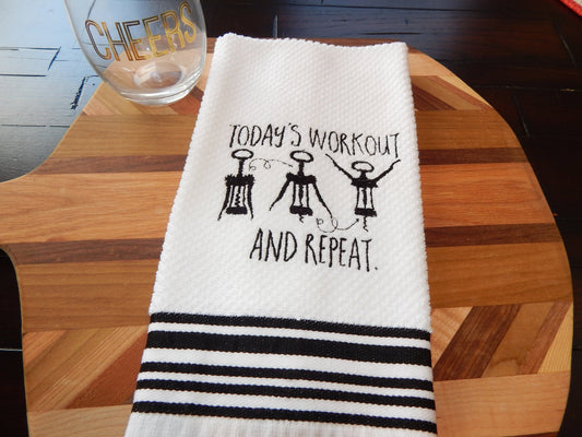 Wine Lover Kitchen Bar Towel | Wine Lover Gift | Funny Workout Towel | Funny Gift | Wine Cork | Cork Screw | Kitchen Towel | Bar Towel | Fun