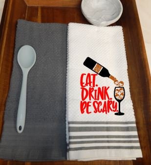 Eat Drink Be Scary | Funny Halloween Towel | Halloween Kitchen | Beware | Halloween Towel Set | Kitchen Scary Towels | Scary Halloween | Fun