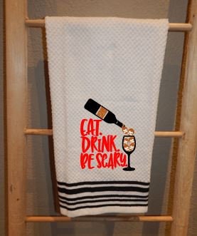 Beware | Eat Drink Be Scary | Funny Halloween Towel | Halloween Kitchen | Halloween Towel Set | Kitchen Scary Towels | Scary Halloween | Fun