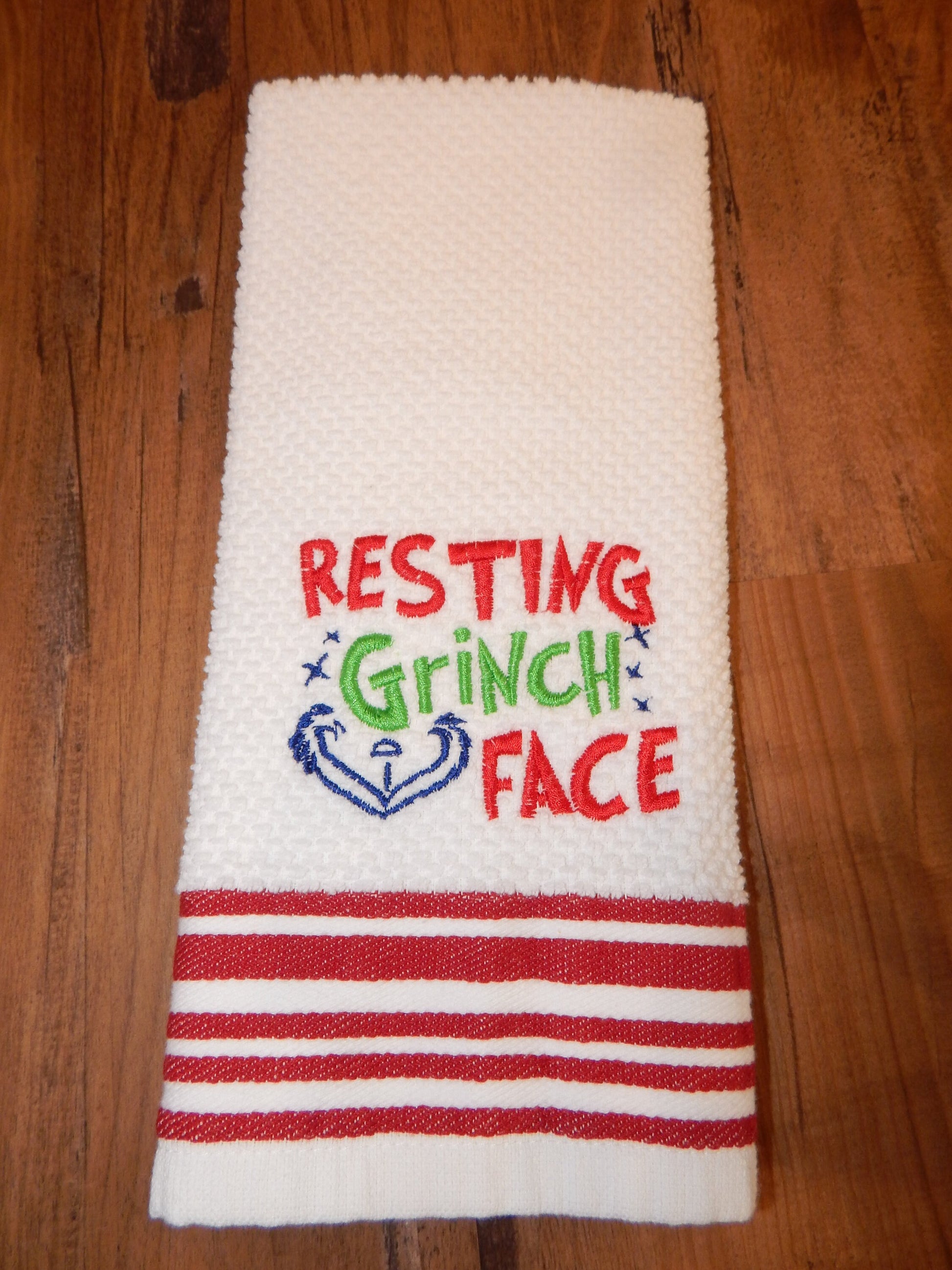 Mean Green Grinch Face Personalized 3 Piece Bath Towel Set